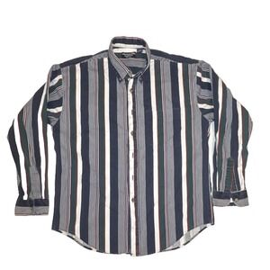American Blue Classics Men's L Striped Woven Cotton Button-Down Shirt Pockets
